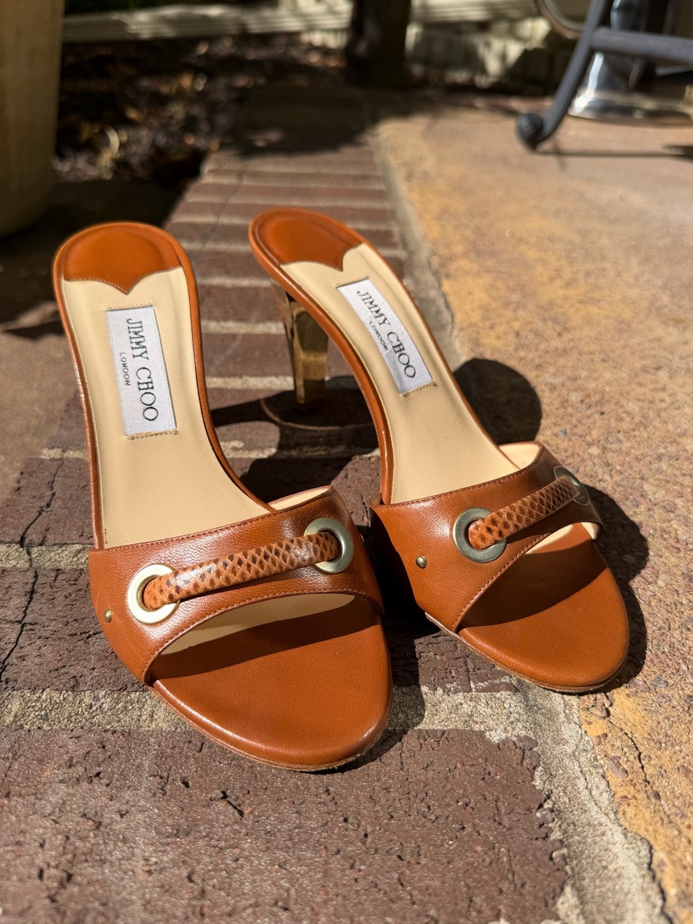Brown Leather Jimmy Choo Buckle Heels size 38.5
